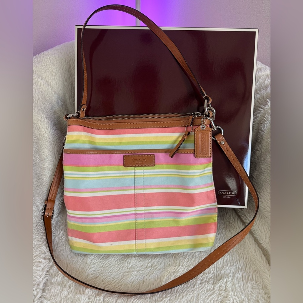 Coach Pastel Striped Crossbody Shoulder Bag